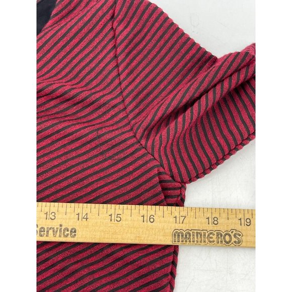 AGB Petite Women's Red Black Striped Lined Knit Shirt Top Shirt Blouse Size PS - Picture 7 of 9